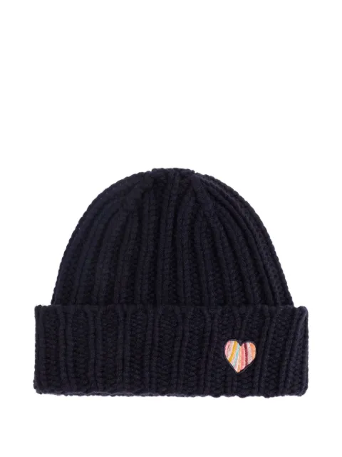 Paul Smith heart-appliqué ribbed beanie hat
