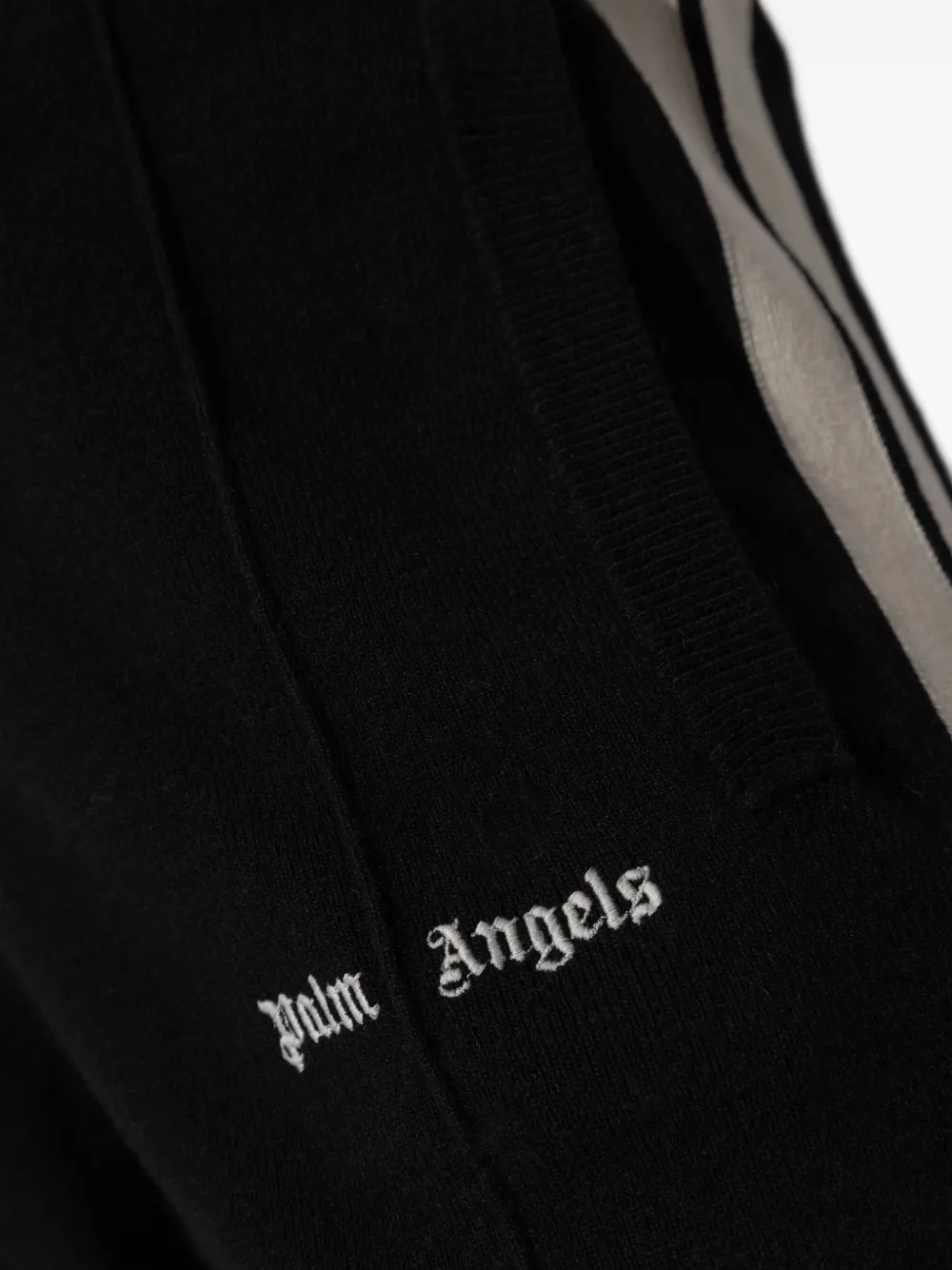 Palm Angels Logo-embroidered Stripe-logo Track Pants In Black