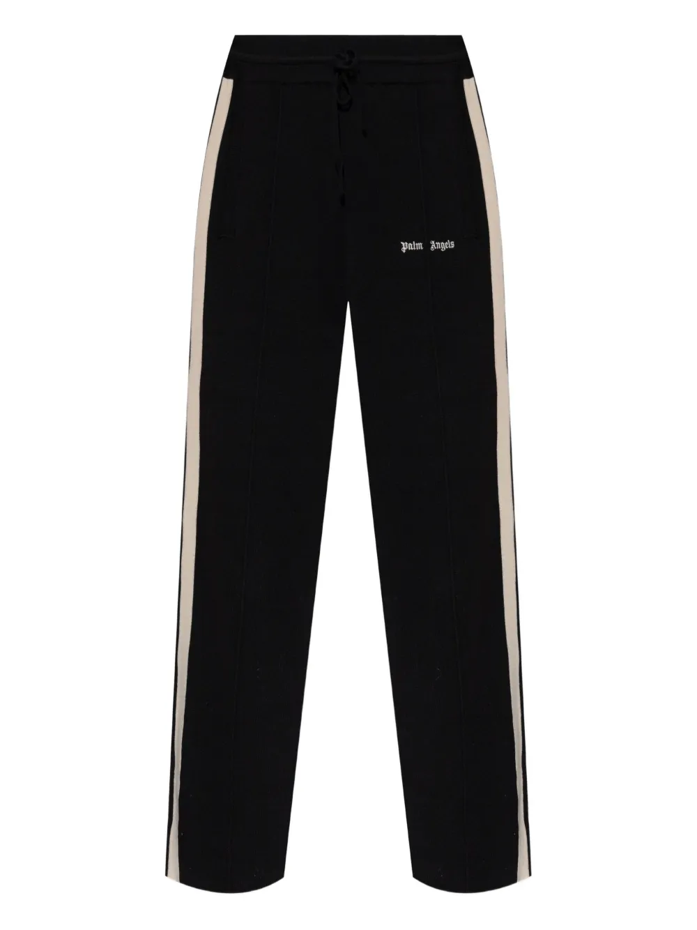 Palm Angels Logo-embroidered Stripe-logo Track Pants In Black