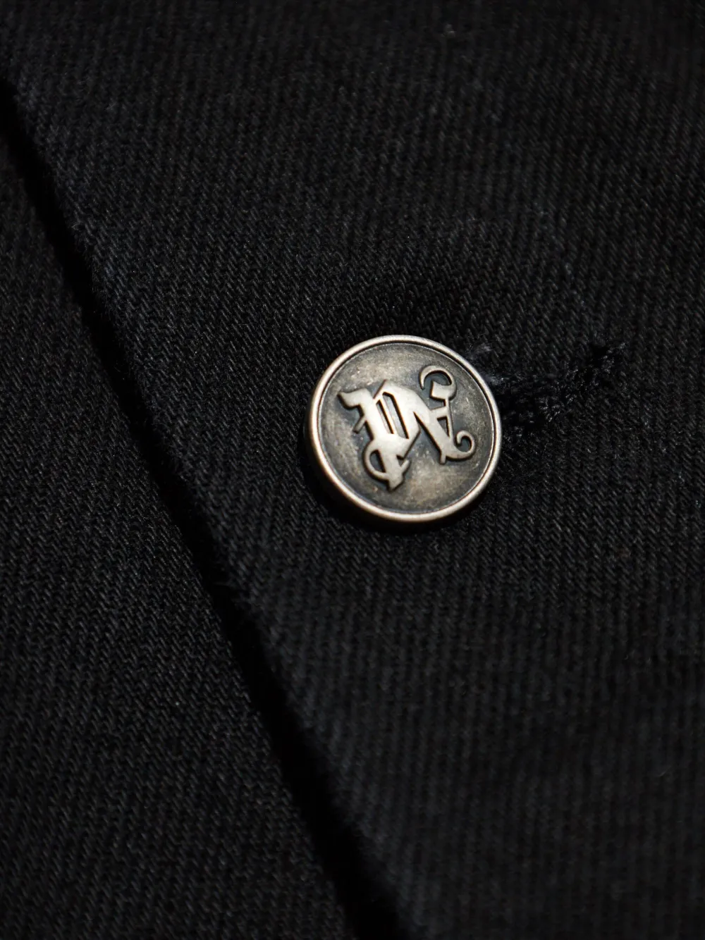 Palm Angels Denim jack met knopen en applicatie Zwart