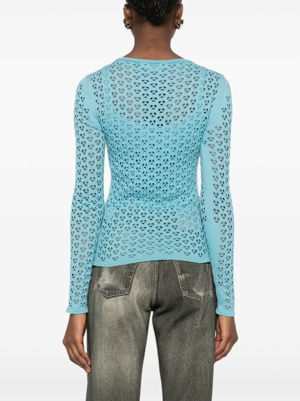 Blumarine Twinset gebreid vest met veters Blauw