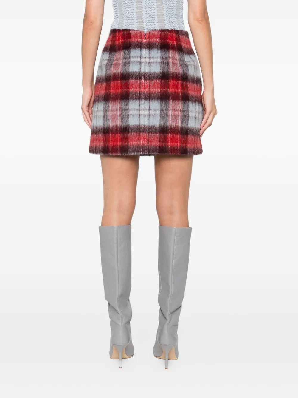 N°21 Flap-pocket Checked Mini Skirt In Multi