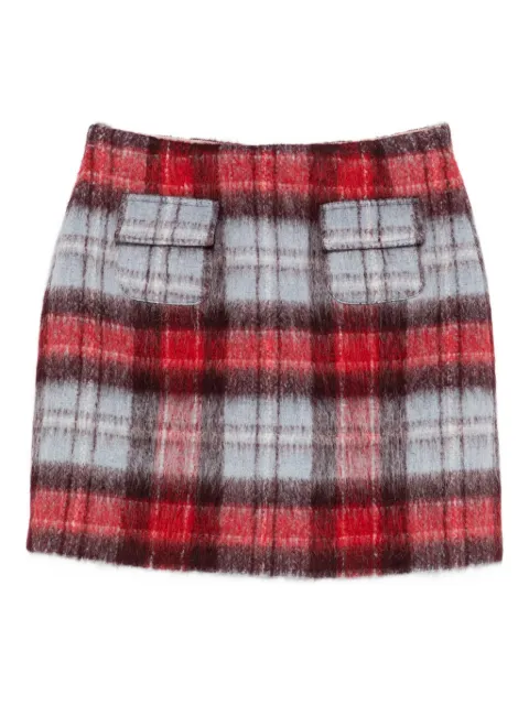 Nº21 flap-pocket checked mini skirt