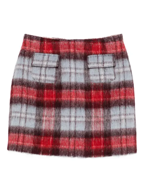 Nº21 flap-pocket checked mini skirt