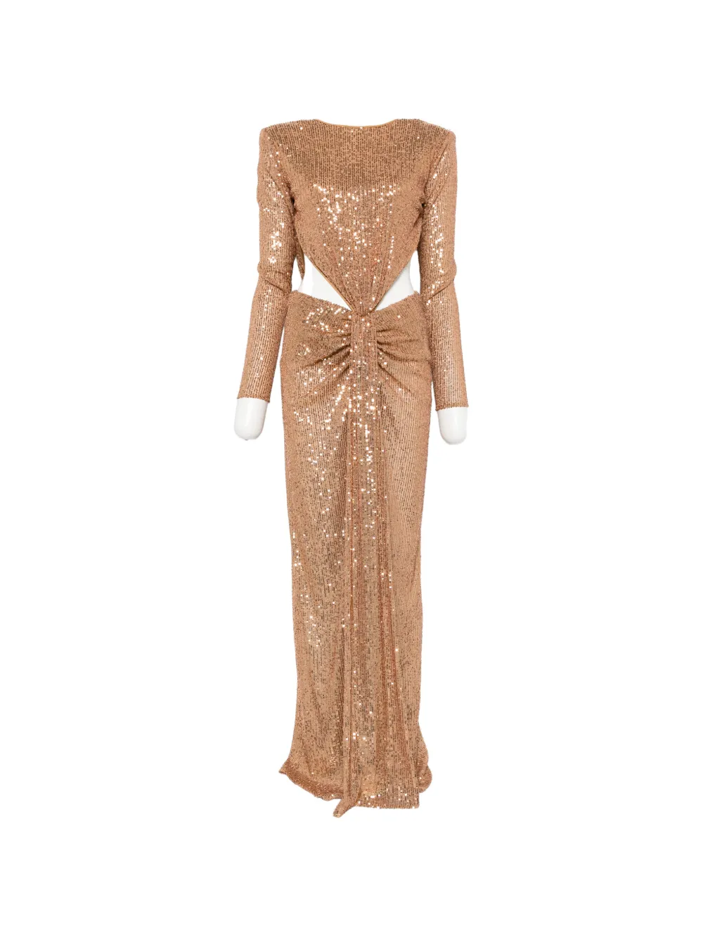 Elisabetta Franchi sequined cut-out maxi dress - Toni neutri