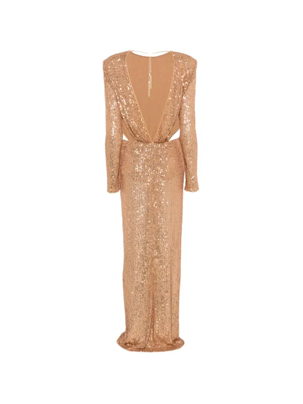 Elisabetta Franchi Sequined cut-out Maxi Dress | Neutrals
