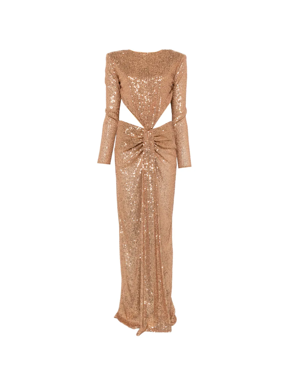 Elisabetta Franchi sequined cut-out maxi dress - Toni neutri