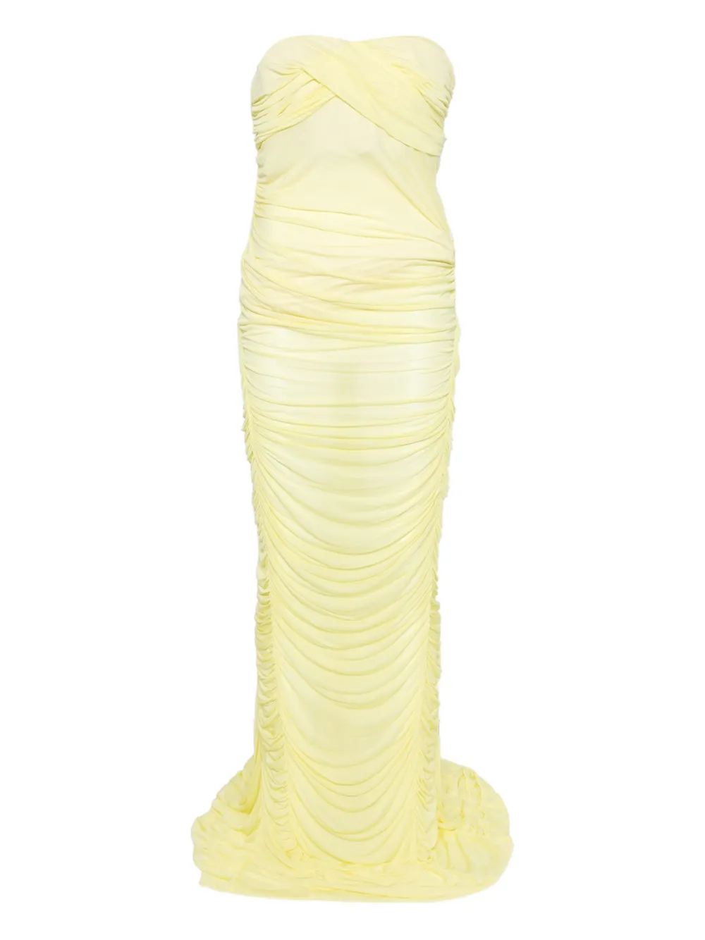 Blumarine vestido largo fruncido con diseño strapless | amarillo | Image 1
