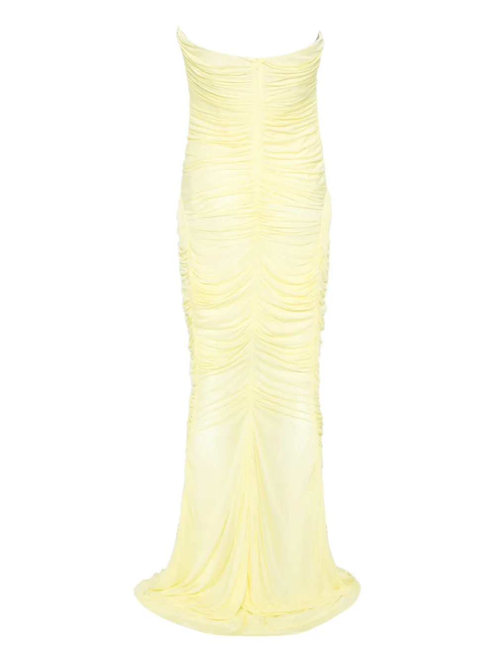 Blumarine Strapless maxi-jurk met ruches - Geel