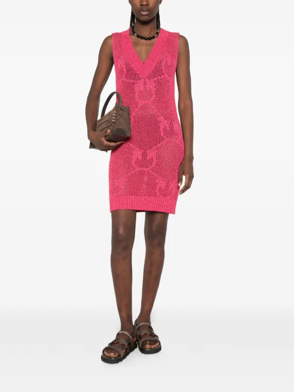 pinko dress pink Pinko Fuchsia Cocktail Midi Dress Womens 2 Rhinestone Brooch Gathered NWT