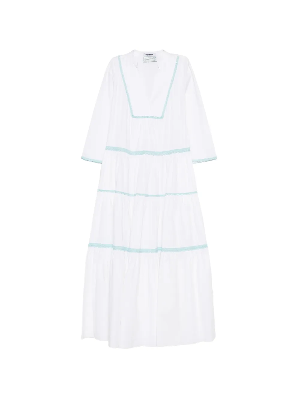 Vivetta V-neck crochet-trim maxi dress - Bianco
