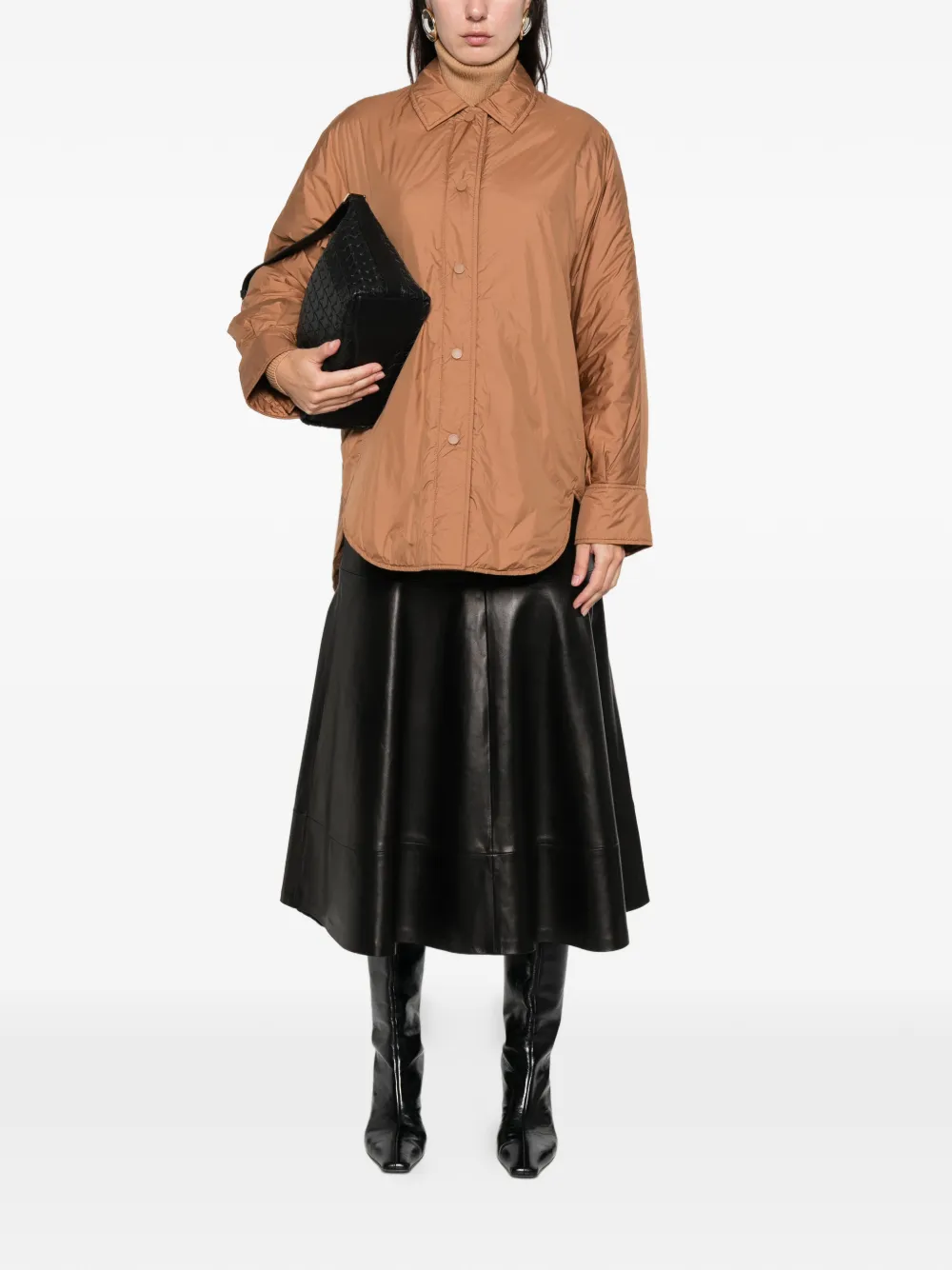  Liviana Conti Quilted Collared Coat - Brown 