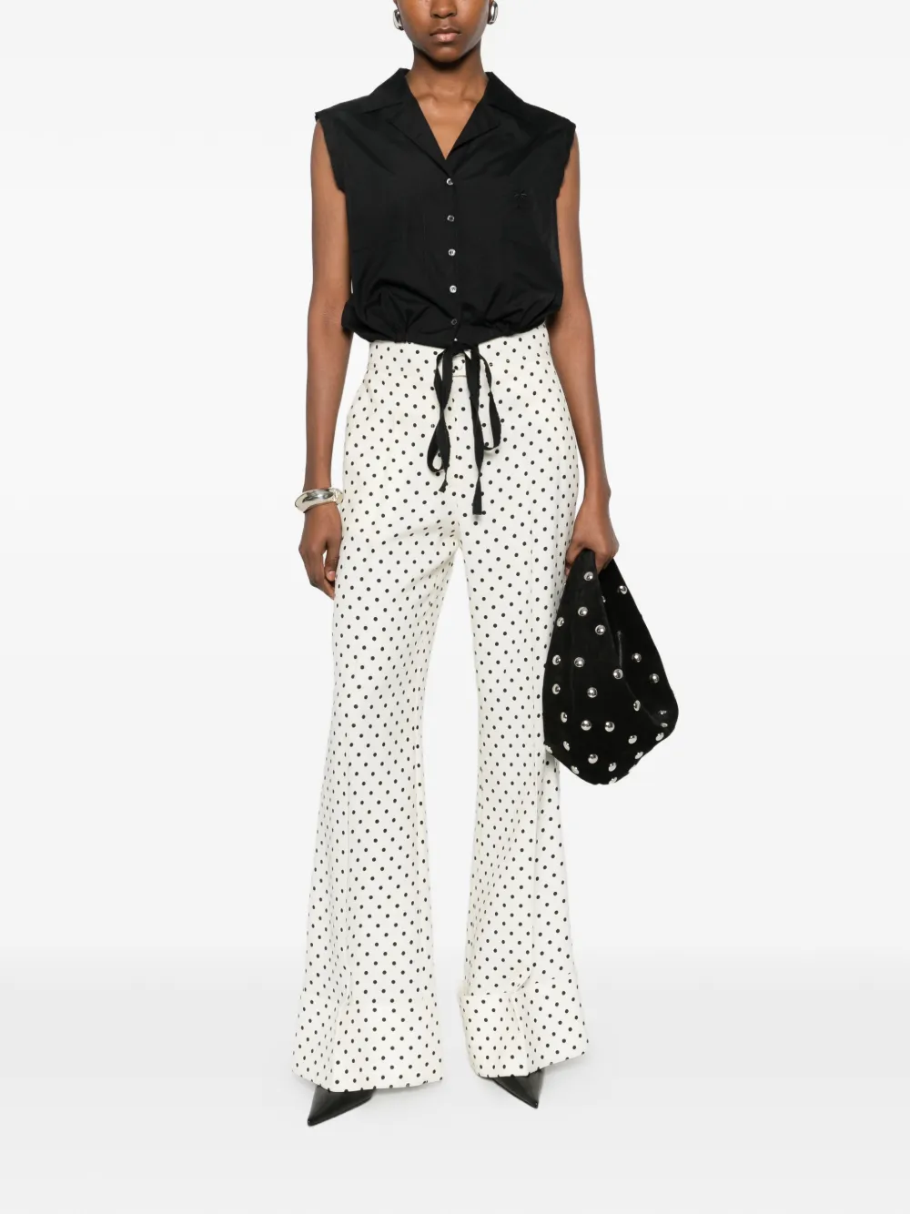 Nº21 Tie-waist Sleeveless Shirt - Black 