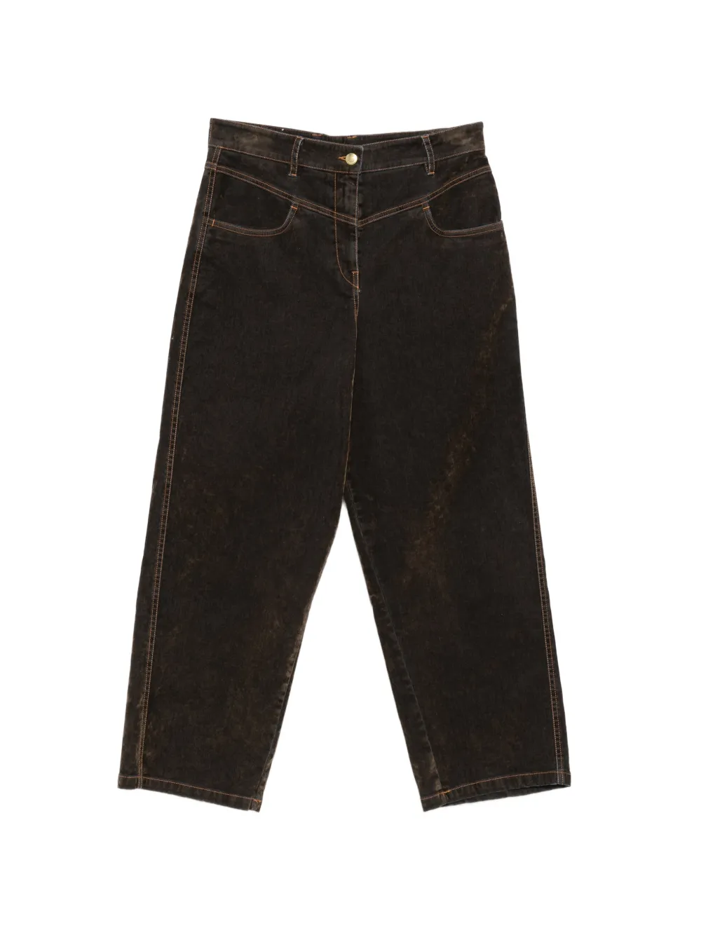 MOMONÌ Azuki contrast-stitch cotton trousers