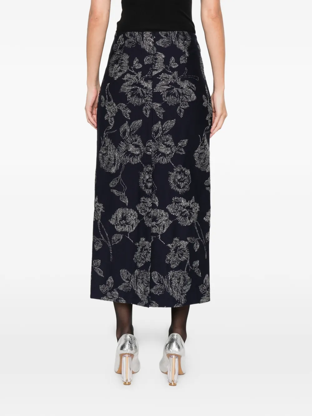 Liviana Conti Dedra Floral Midi Skirt In Blue