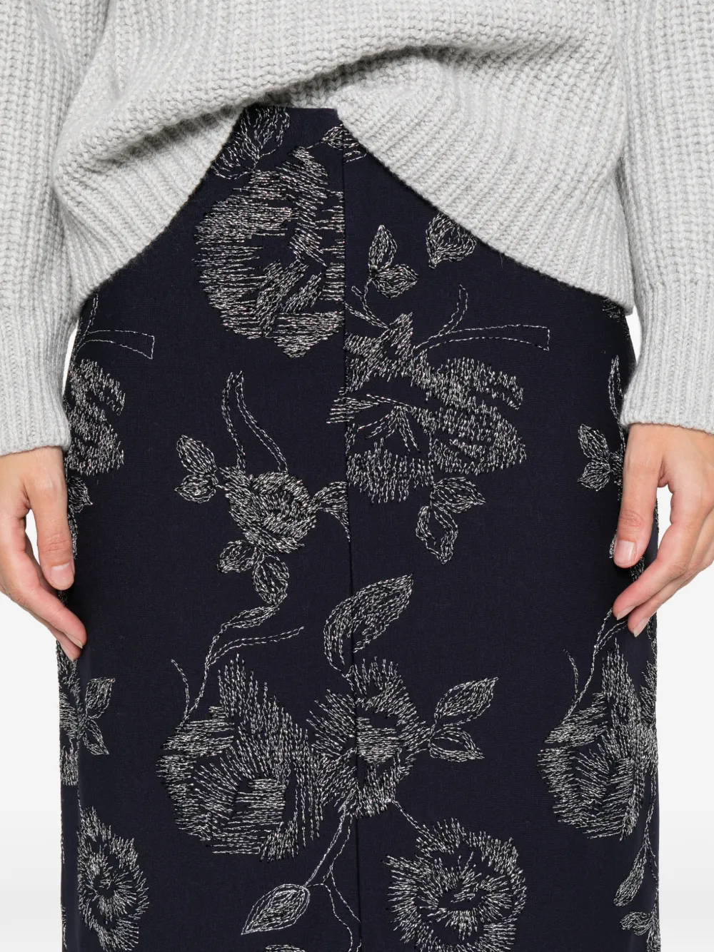 Liviana Conti Dedra Floral Midi Skirt In Blue