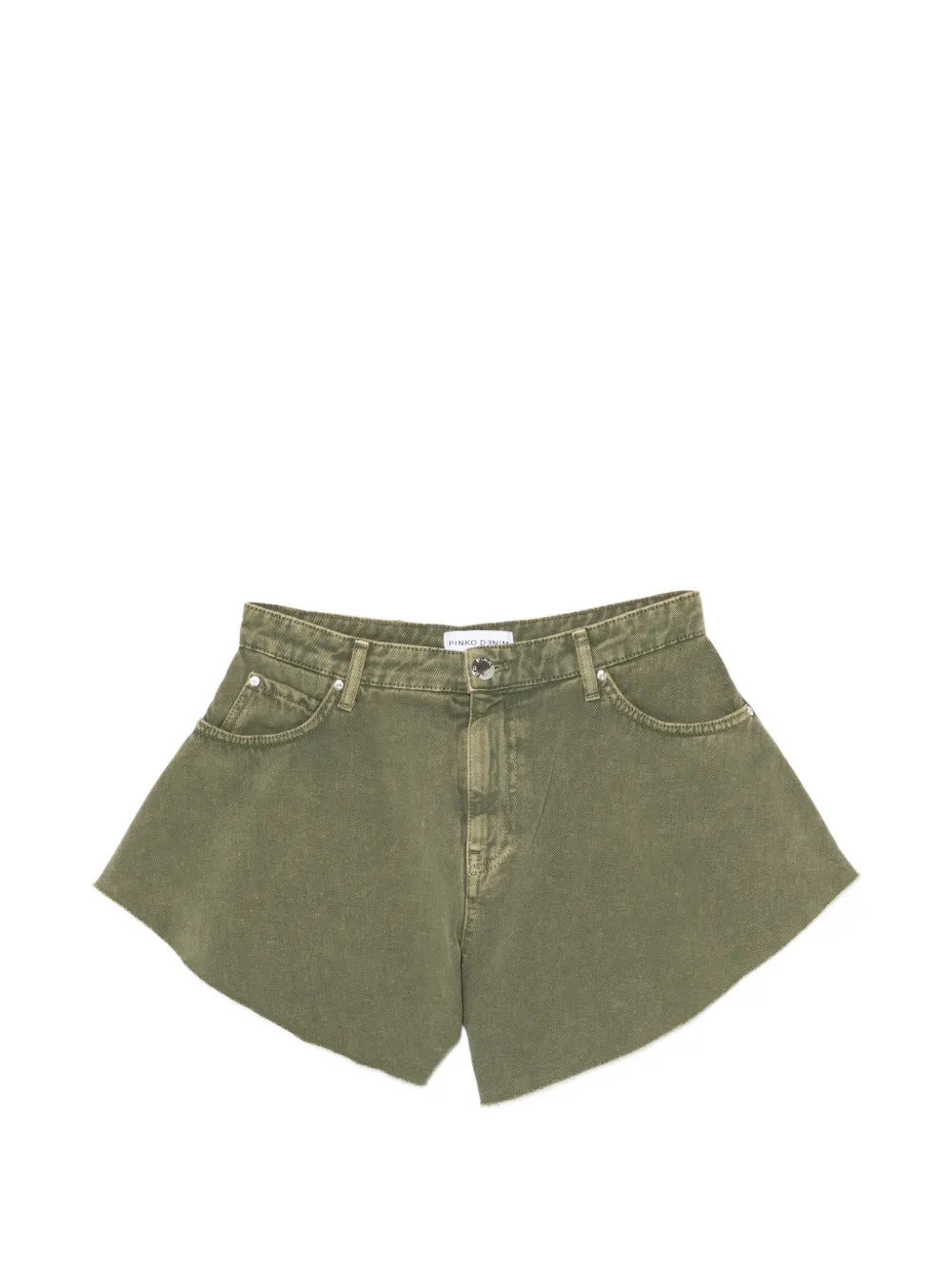 PINKO Bull acid-wash raw-cut shorts - Verde