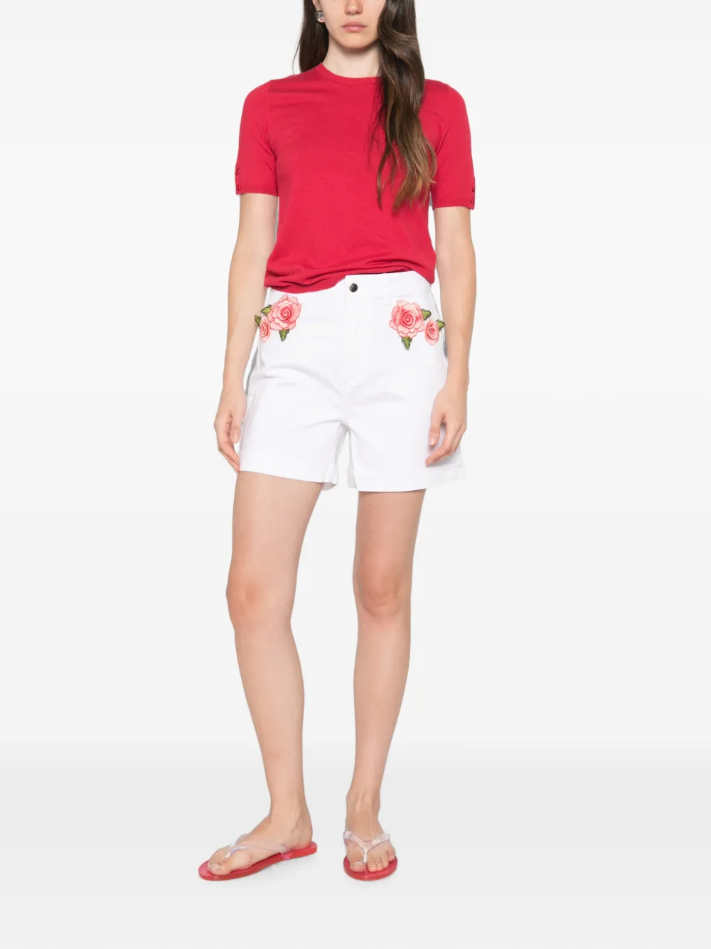 Blugirl Shorts met bloemenpatch Wit