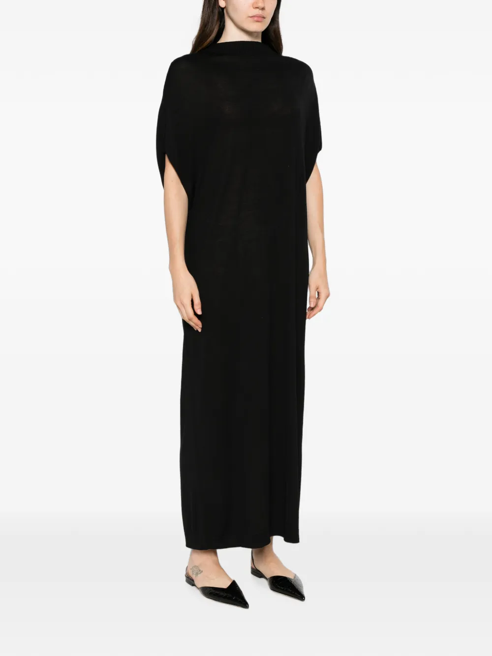 Liviana Conti Gebreide maxi-dress met geribbelde afwerking Zwart