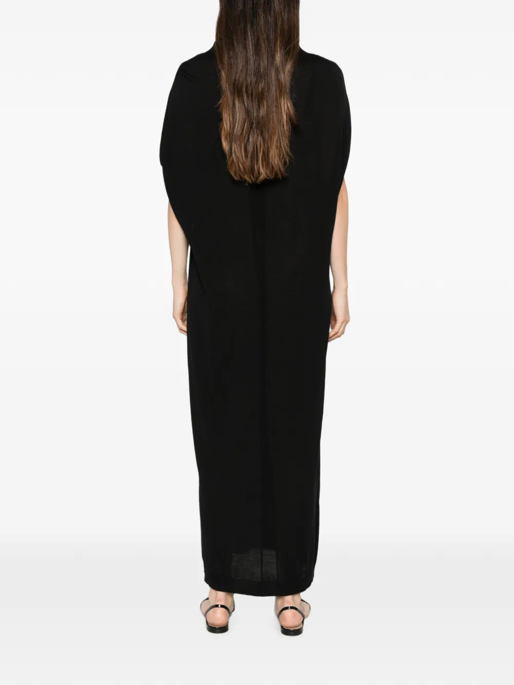 Liviana Conti Gebreide maxi-dress met geribbelde afwerking Zwart