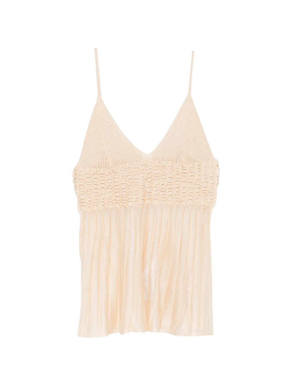 Circus Hotel pleated V-neck top - Nude