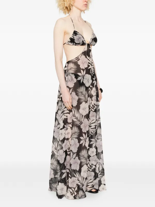 pinko floral print maxi dress Pinko Floral Long Sleeve Maxi Dress US 4