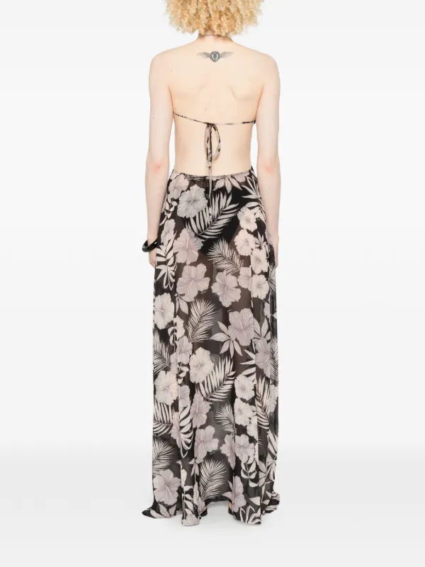 pinko floral print maxi dress PINKO Kermesse floral-print Maxi Dress | Black
