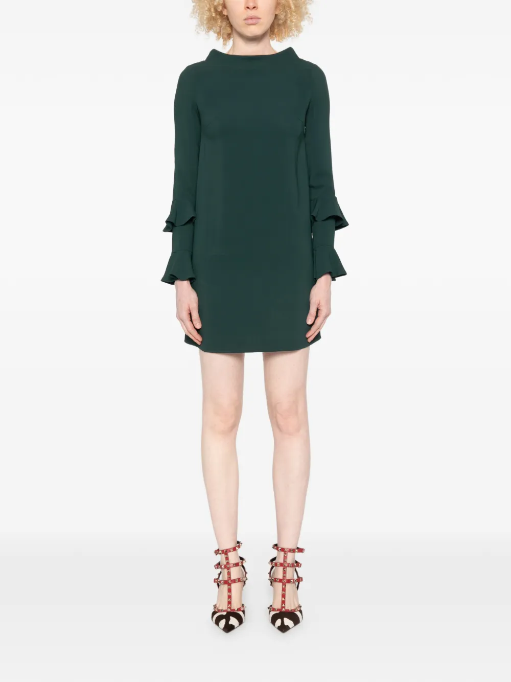Elisabetta Franchi Mini-jurk met ruches en boothals Groen