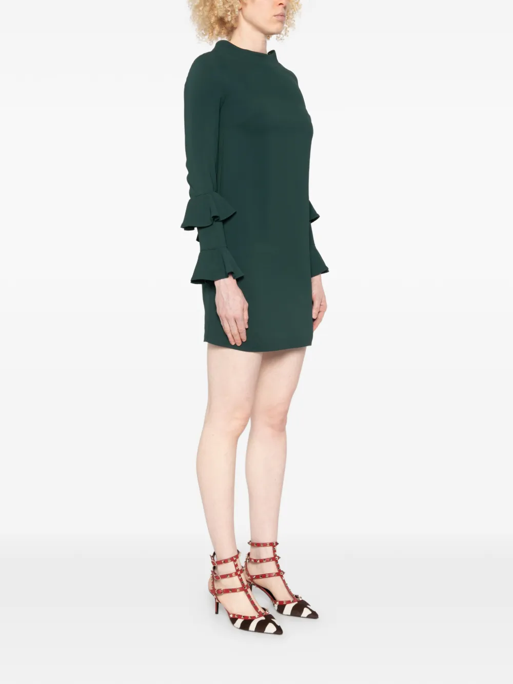 Elisabetta Franchi Mini-jurk met ruches en boothals Groen
