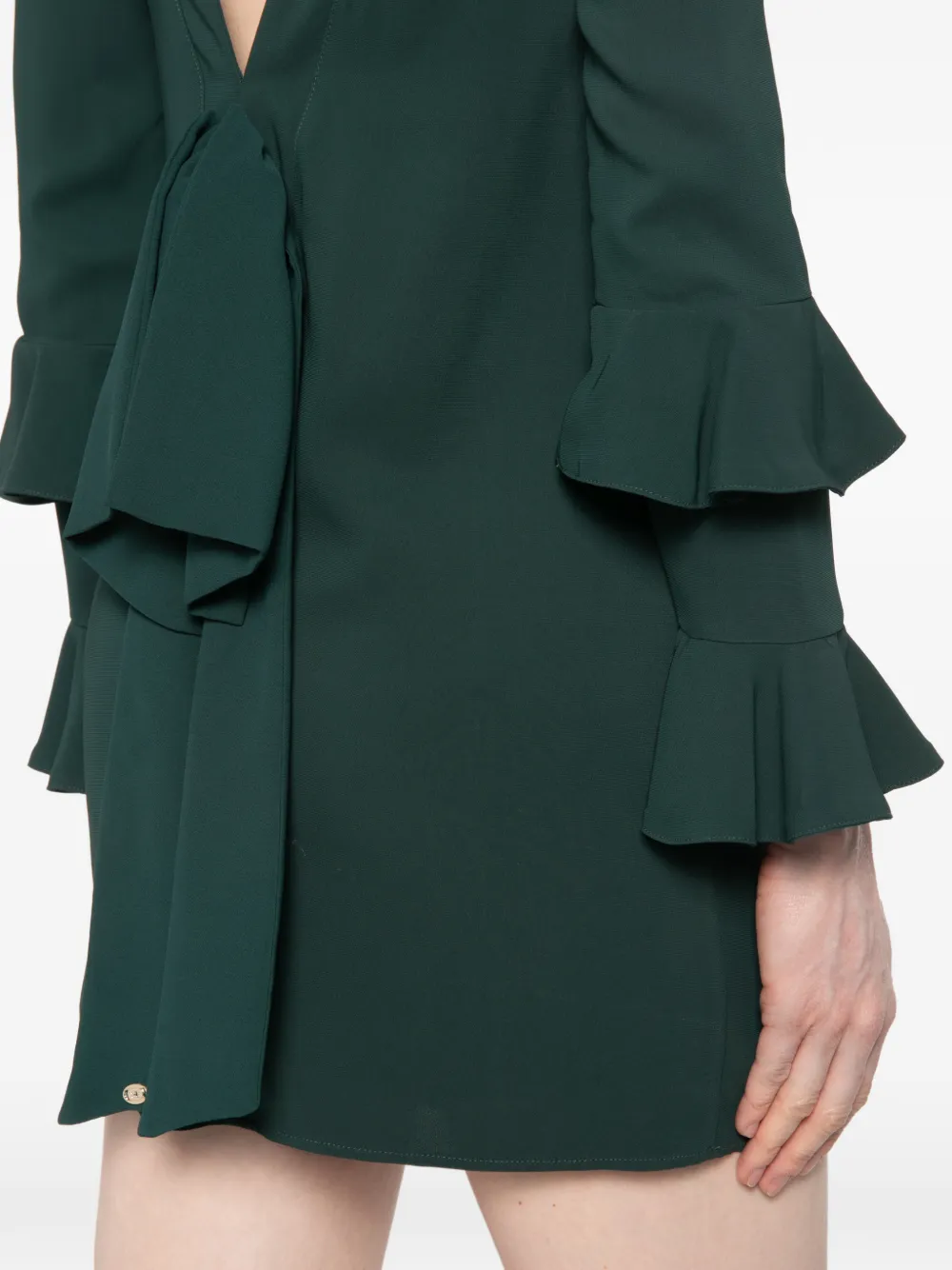 Elisabetta Franchi Mini-jurk met ruches en boothals Groen