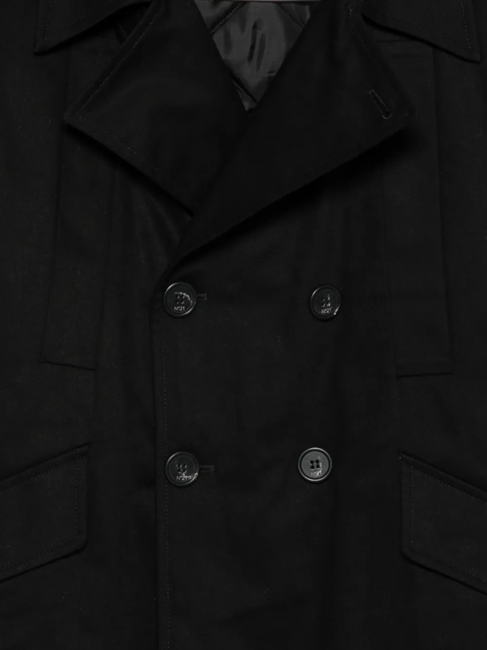  Nº21 Double-breasted Woven Coat - Black 