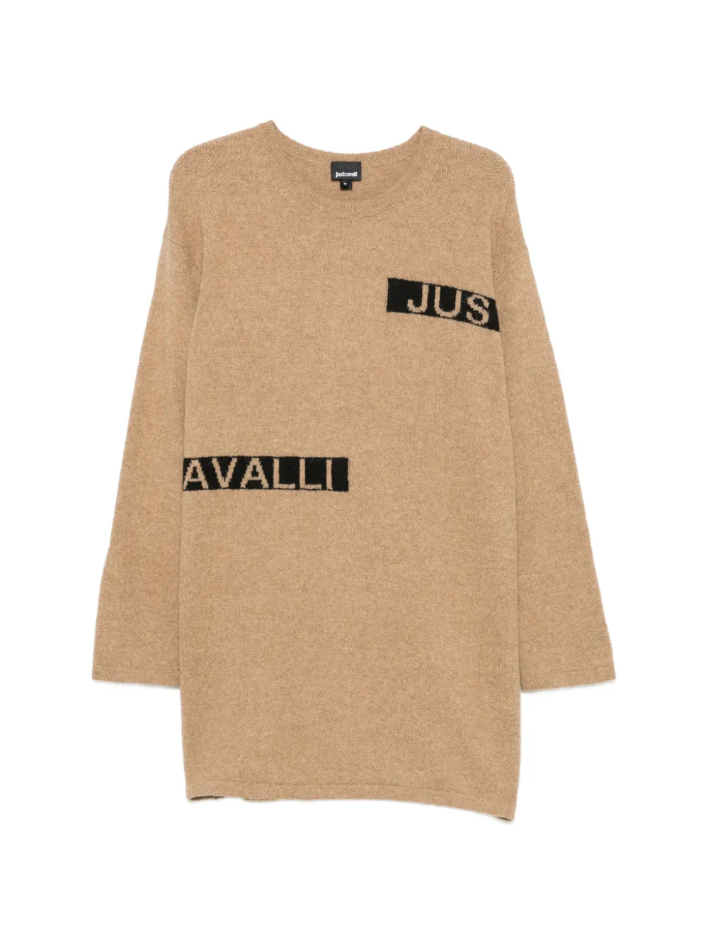 Just Cavalli logo-intarsia knitted mini dress - Toni neutri