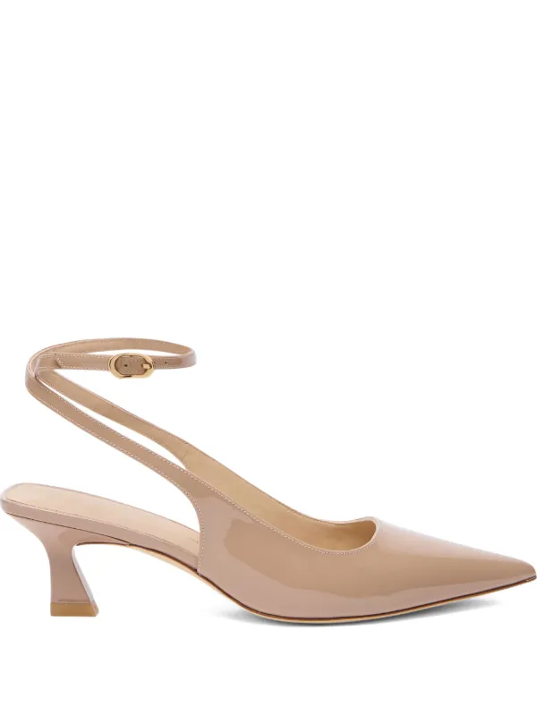 Stuart Weitzman 50mm Vinnie Ankle-strap Sculptural-heel Pumps in Neutrals