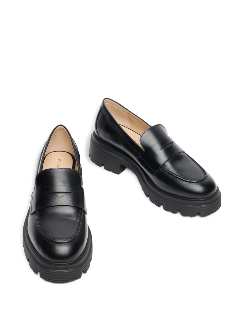 Stuart Weitzman Hudson Lite Penny-slot Lug-sole Loafer In Black