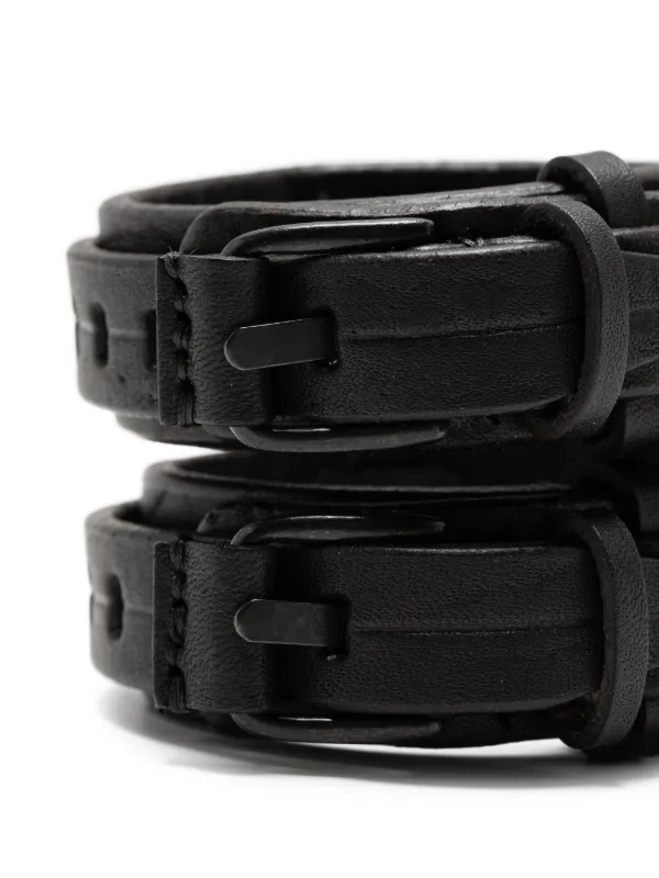 Julius ダブルベルト レザーブレスレット | ブラック | FARFETCH JP
