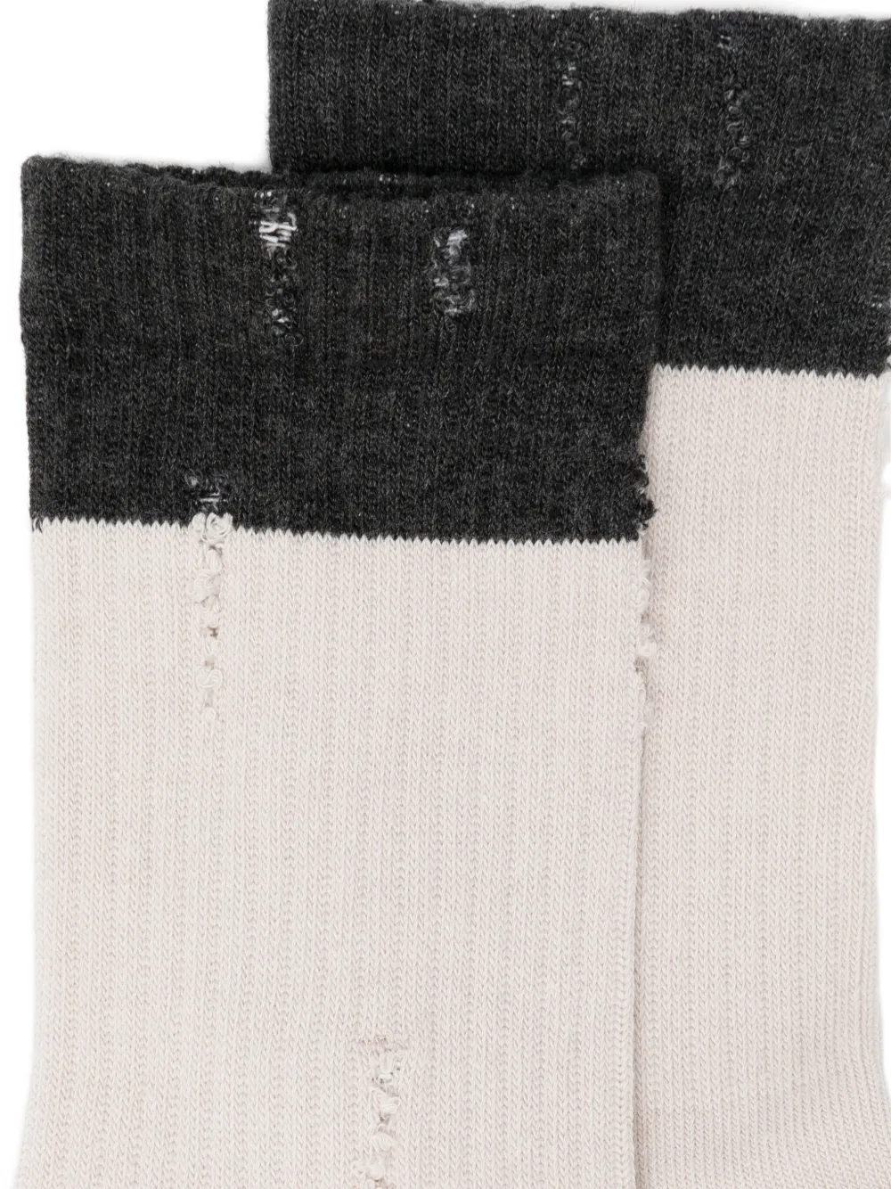 Yohji Yamamoto Ribbed Ankle Socks In Neutral