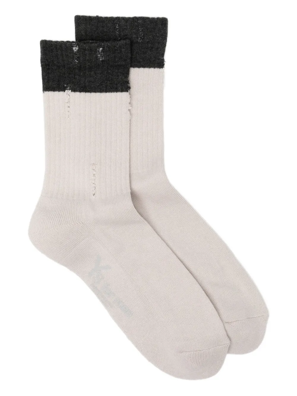 Yohji Yamamoto Ribbed Ankle Socks In Neutral