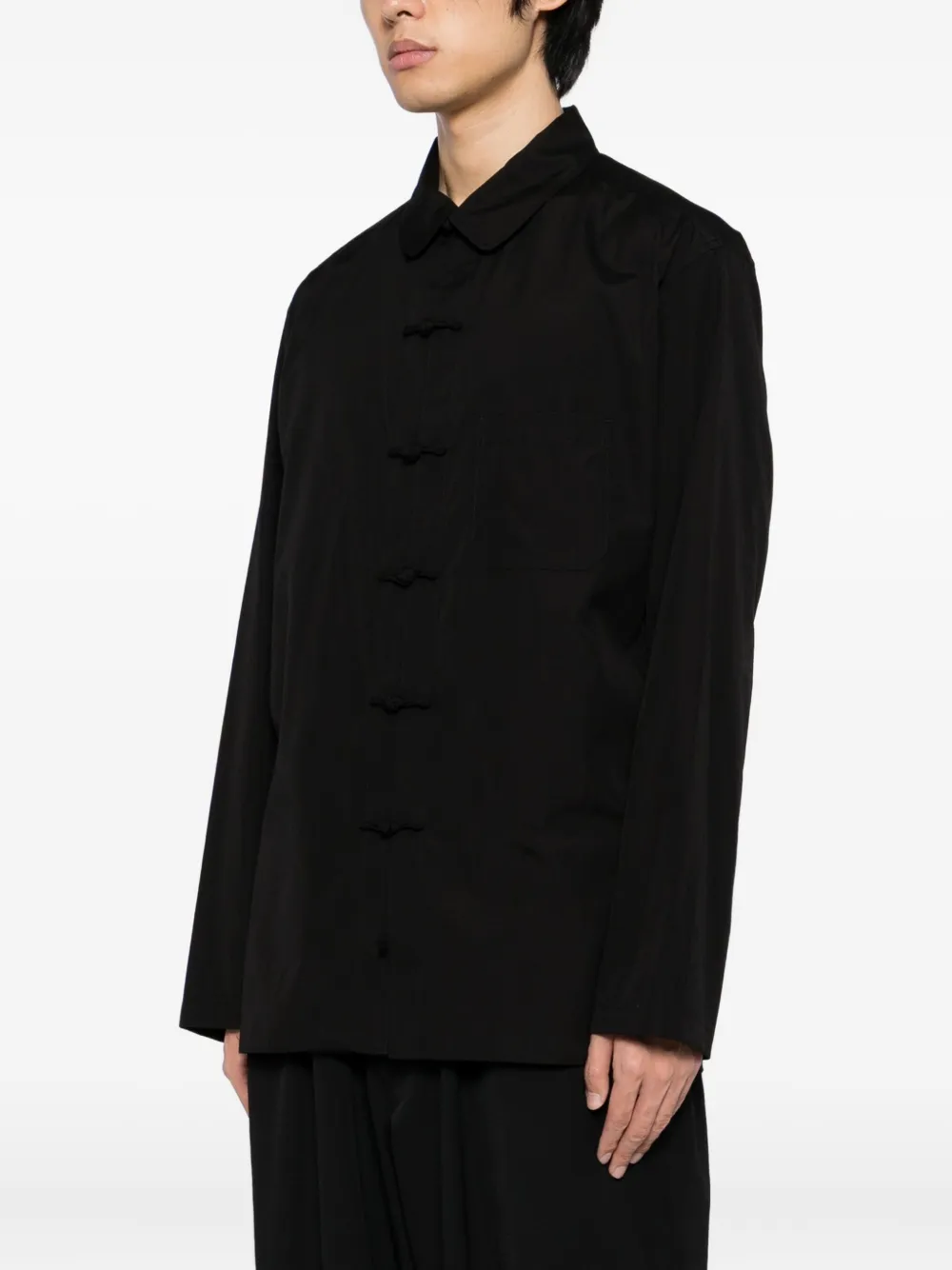 Yohji Yamamoto Button-up Long-sleeved Shirt In Black