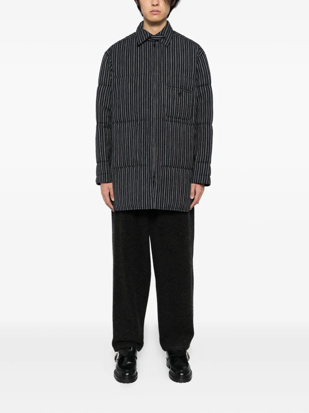 Yohji Yamamoto stripe-printed coat | Single Breasted Coats | Image 2