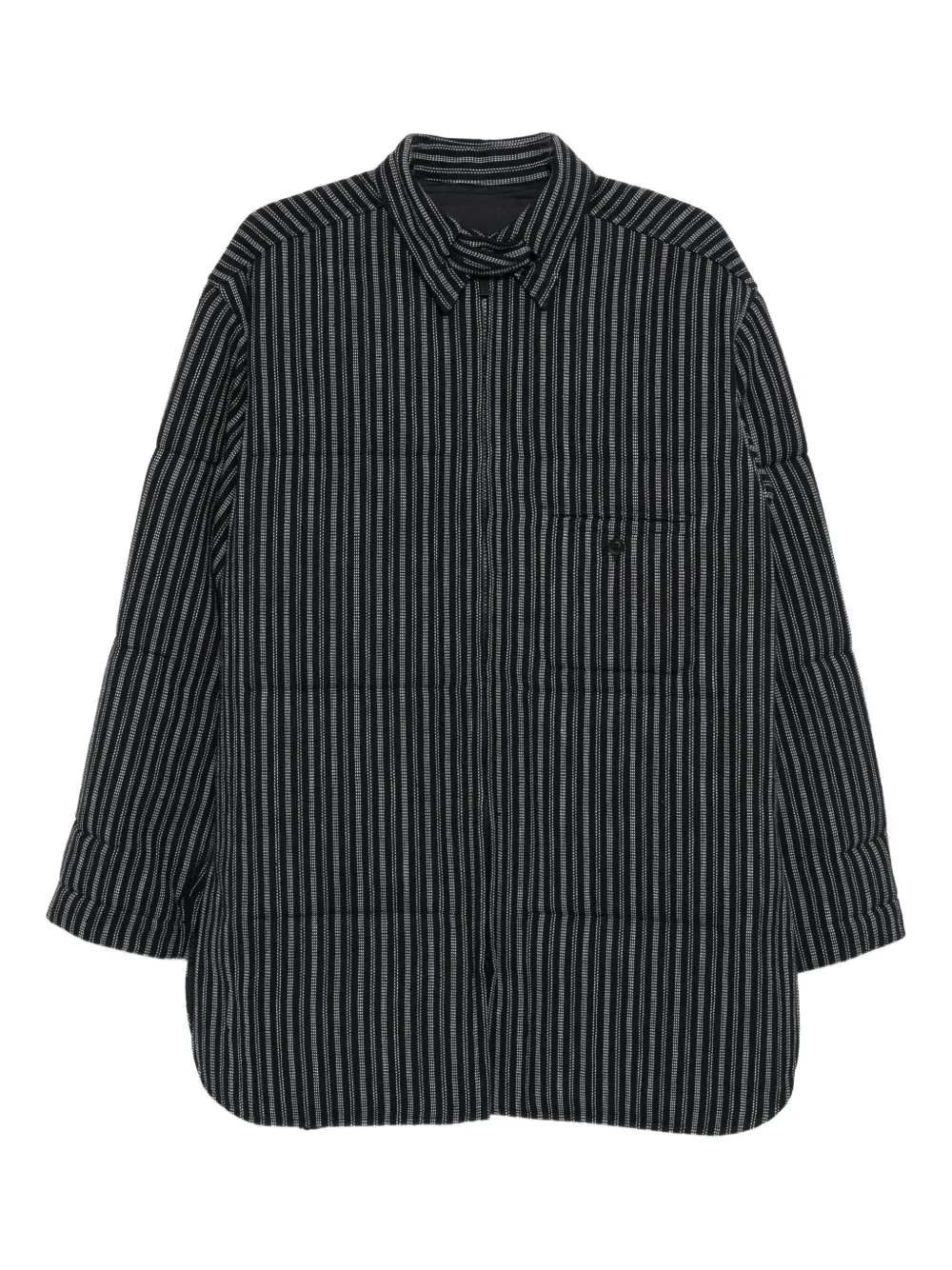 Yohji Yamamoto stripe-printed coat | Blue | Image 1