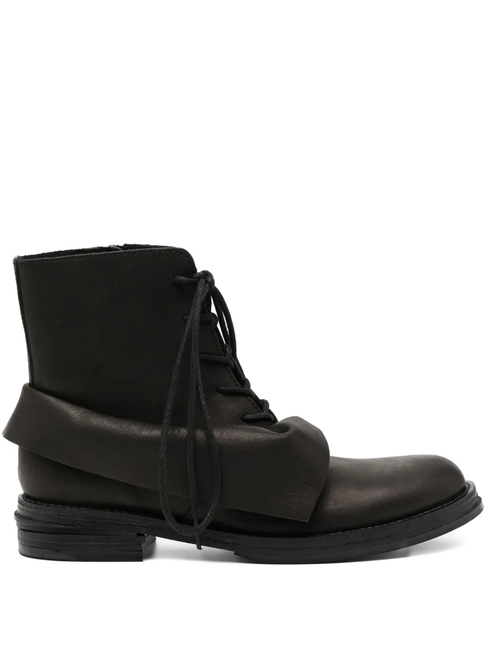 Yohji Yamamoto Draped Leather Boots In Black