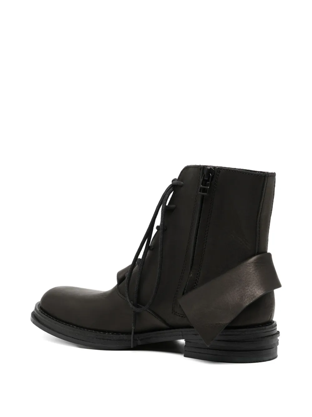 Yohji Yamamoto Draped Leather Boots In Black