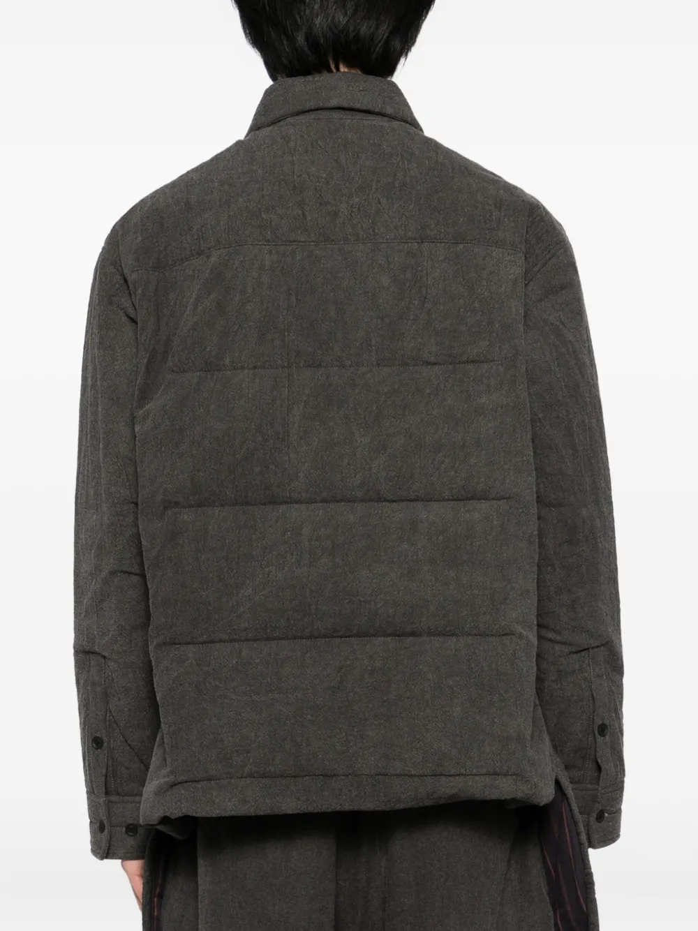 Yohji Yamamoto Gewatteerd jack met gesmockte kraag Grijs