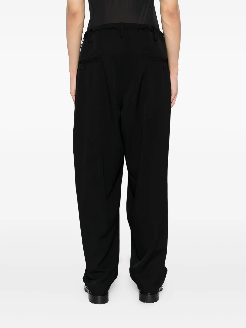 Yohji Yamamoto Broek met toelopende pijpen Zwart