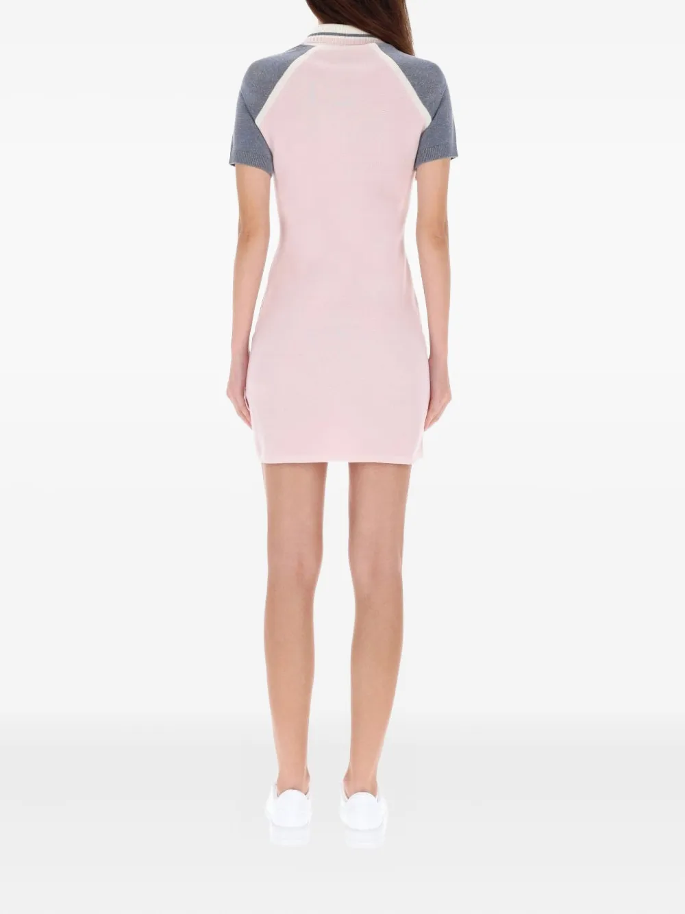 Casablanca Fitted Mini Dress In Light Pink With Contrasting Collar And Sleeves In Pink