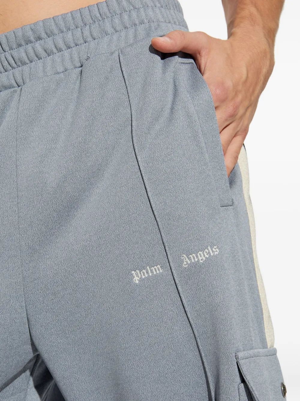 Palm Angels Stripe Track Pants In Gray