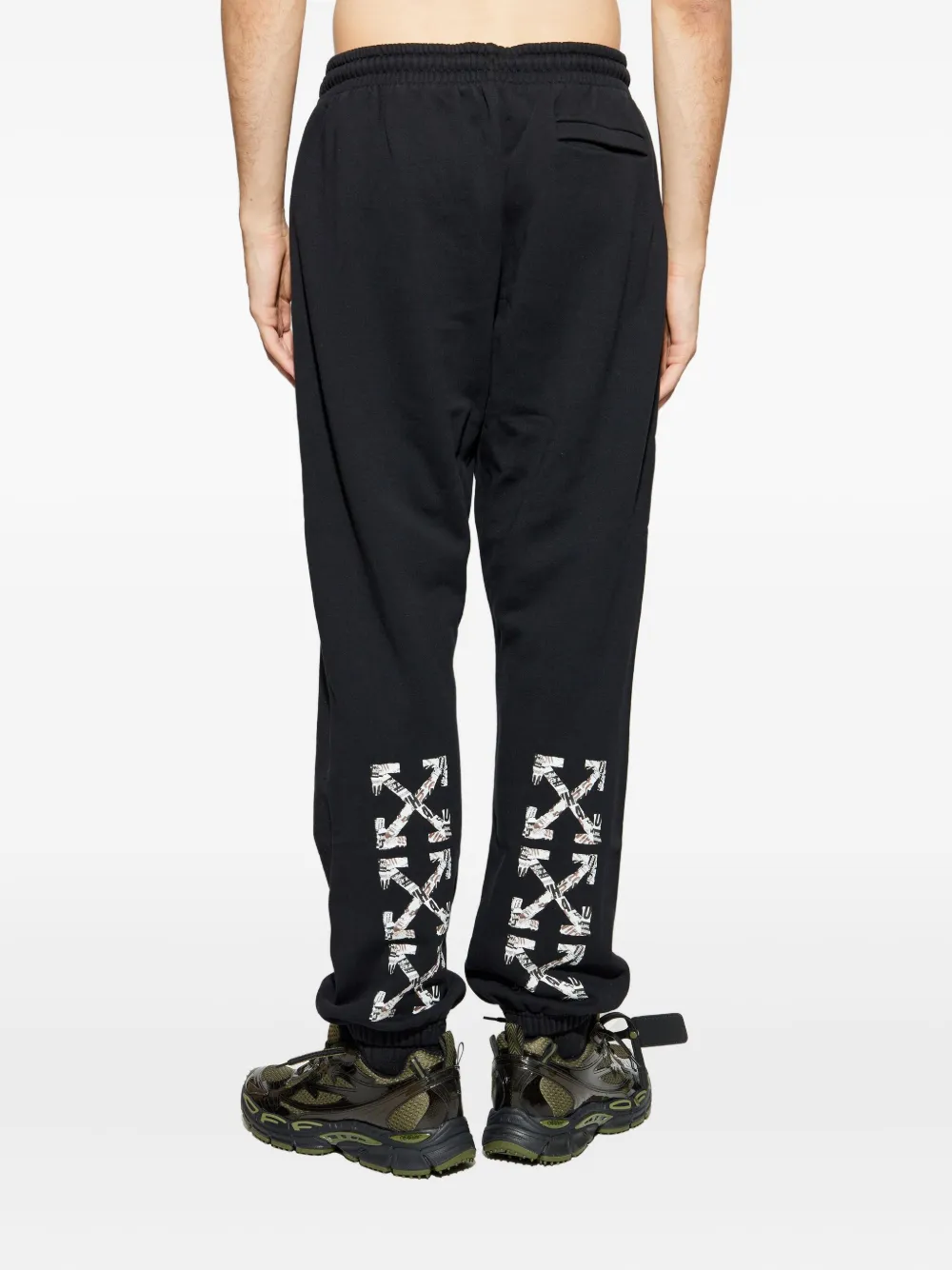 Off-white Stencil Arrow Drawstring Track Pants In Black