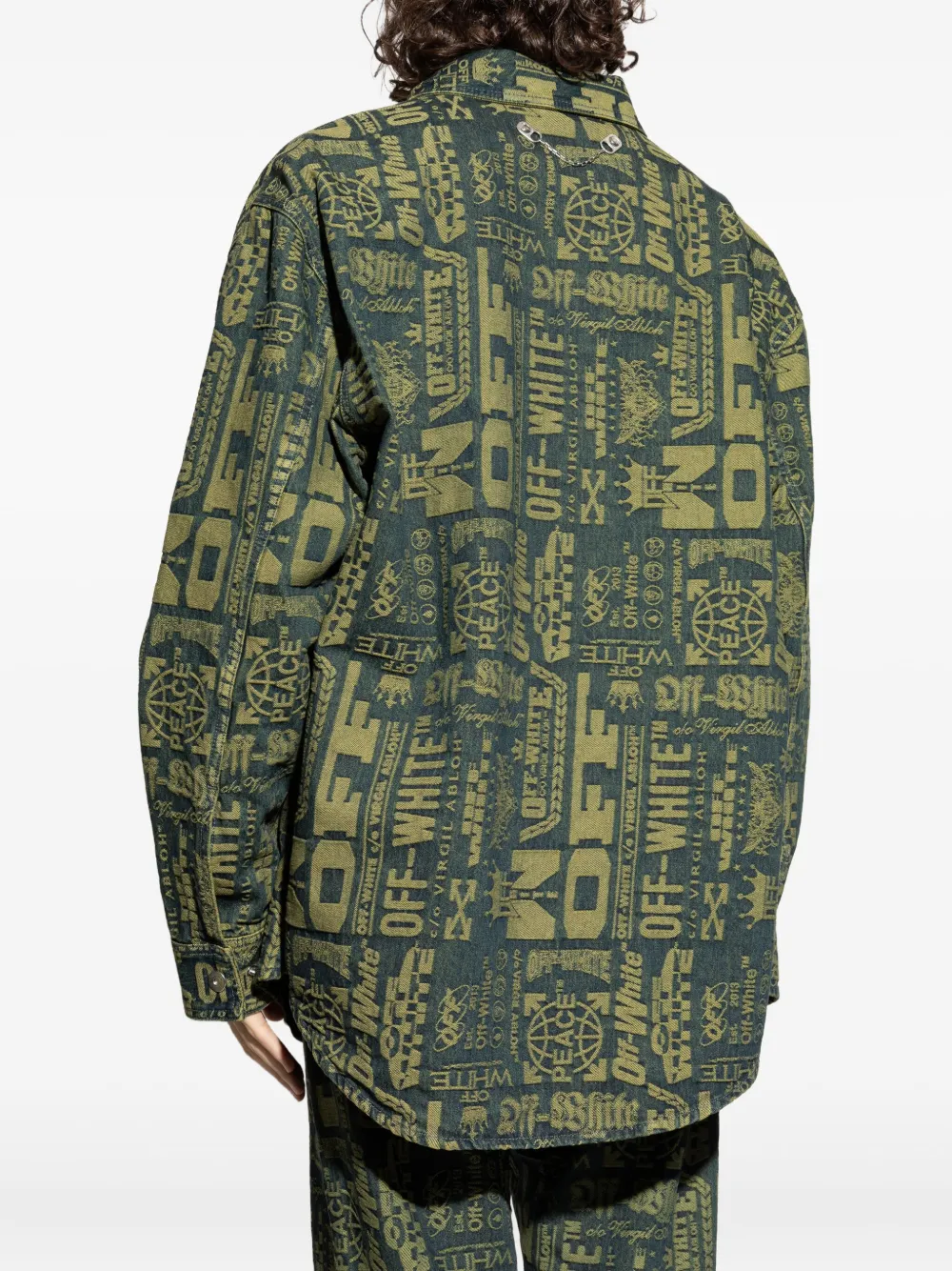 Off-White Denim overhemd met logopatroon Groen