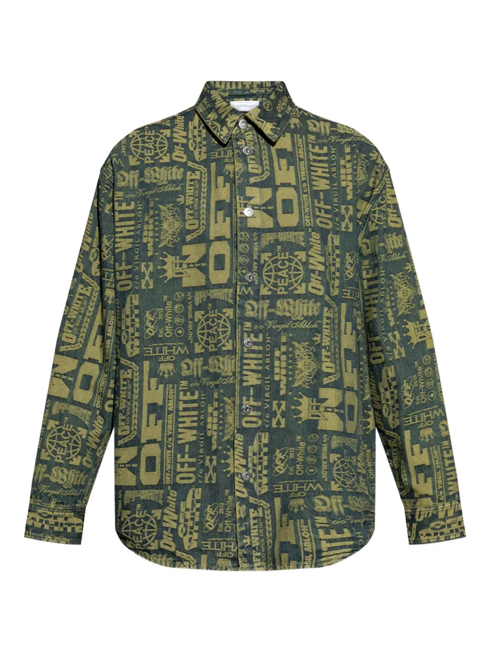 Off-White ロゴ デニムシャツ - グリーン Off-White ロゴ デニムシャツ - グリーン