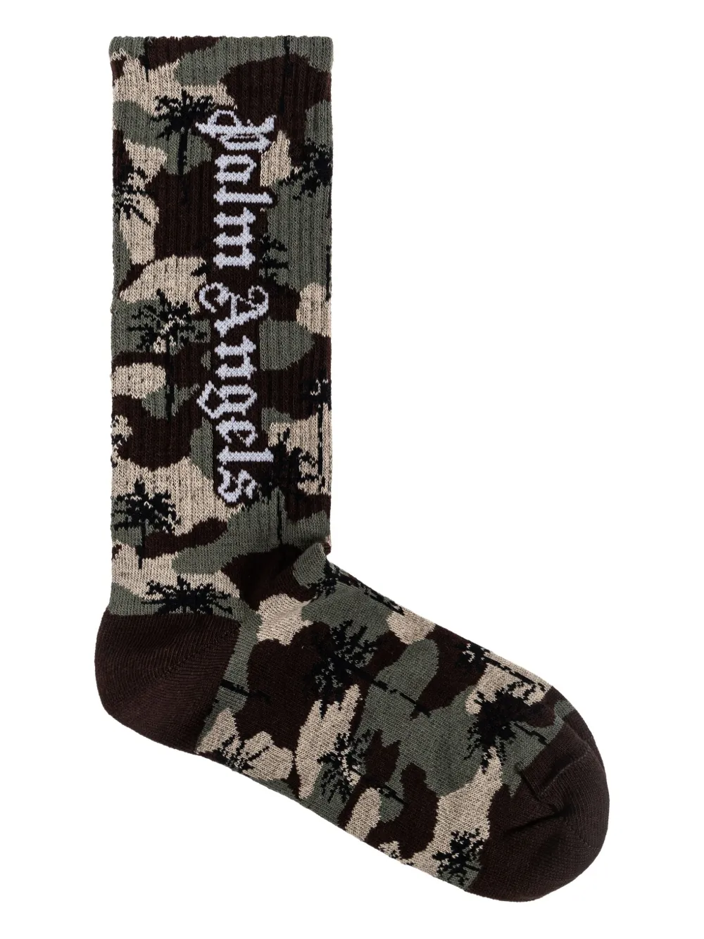 Palm Angels Kids logo-print camouflage socks - Verde